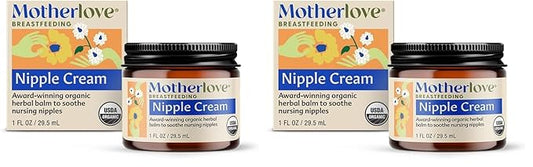Motherlove Nipple Cream (1 oz) Organic Lanolin-Free Nipple Cream for Breastfeeding—Benefits Nursing & Pumping Moms (Pack of 2)