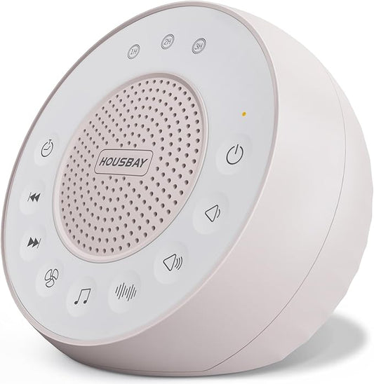 Housbay White Noise Machine with 31 High Fidelity Soothing Sounds, 5W High Power Loud Enough Speaker, Easy Volume Control, Sleep Timer, Sound Machine for Baby, Kids, Adults, Light Sleeper
