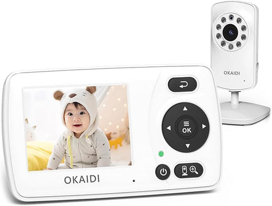 OKAIDI Video Baby Monitor with Camera and Audio, 2.4'' Portable Travel Baby Monitor No WiFi, Infrared Night Vision, VOX Mode, 1000ft Long Range, Ideal for Baby/Pet/Elderly
