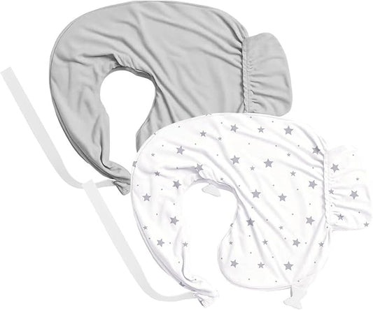 Nursing Pillow Cover 2-Pack, Fits Wrap-Around U-Shaped Nursing Support Pillows (22 x 16 x 5 in), Soft & Breathable, Easy On/Off – Covers Only