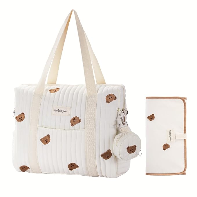 3pc Diaper Bag Tote Set, Hospital Bag for Labor & Delivery, Maternity Travel Bag with Changing Pad & Pacifier Case