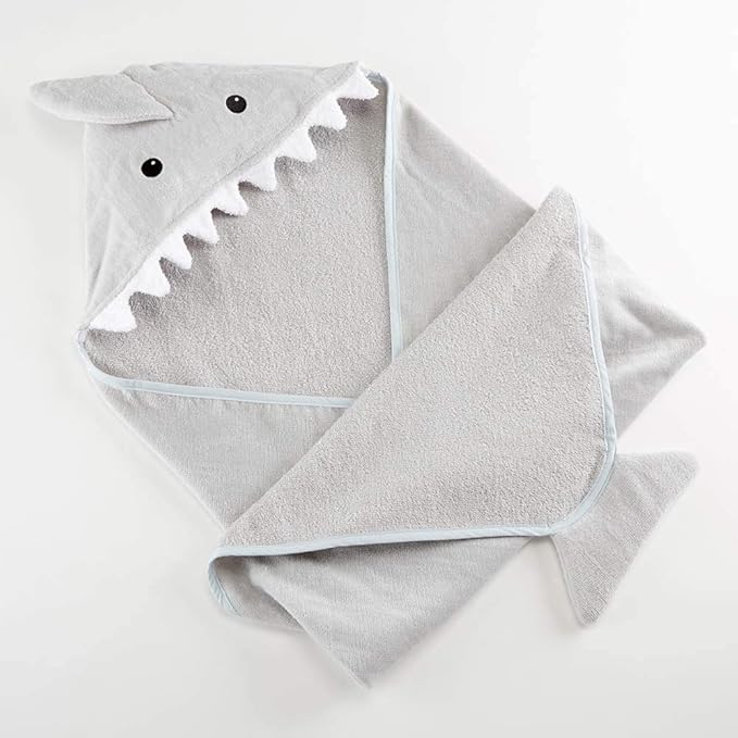 Baby Aspen Baby Shark Hooded Towel/Newborn Spa Bath Robe, Baby Beach Towel | Baby Bath Towel