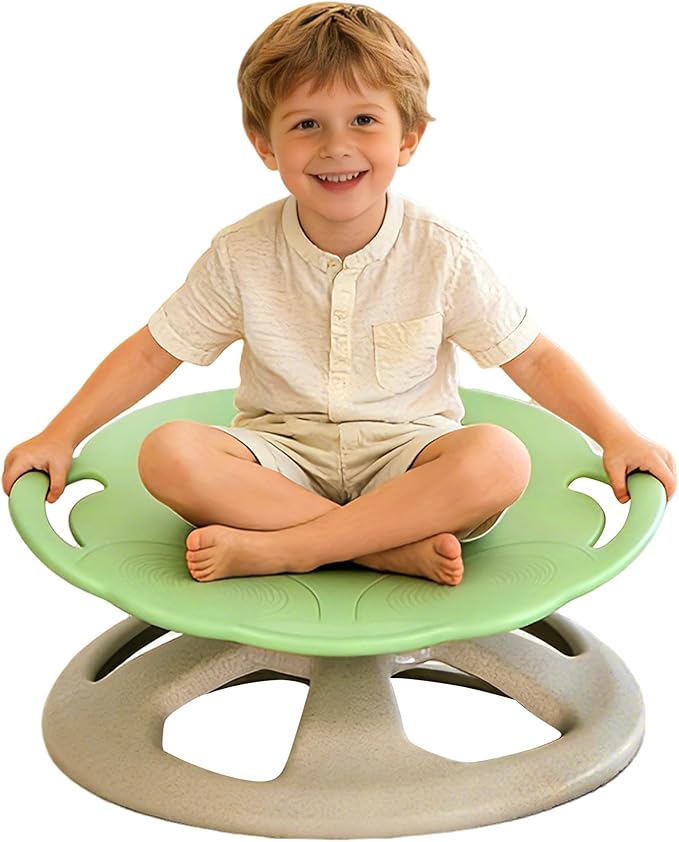 Spinning Chair for Autistic Kids with Handle, Sensory Swivel Chair, 220LBS Weight Capacity, Sensory Toy for Children with ADHD/Autism, Training Body Coordination, 3+ Years (Light Green)