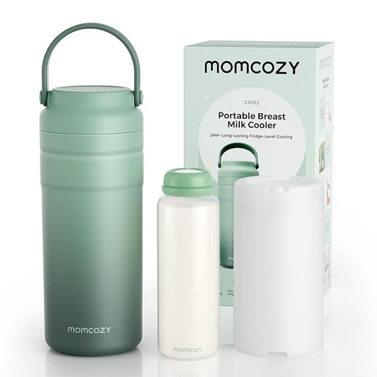 Momcozy Portable Breast Milk Cooler for Travel, 24H Ice-Free Cooling Breastmilk Storage Bottles Container, 12oz Leak Proof Outdoor Small Freezer, Baby Breastfeeding Essential Gift for New Moms
