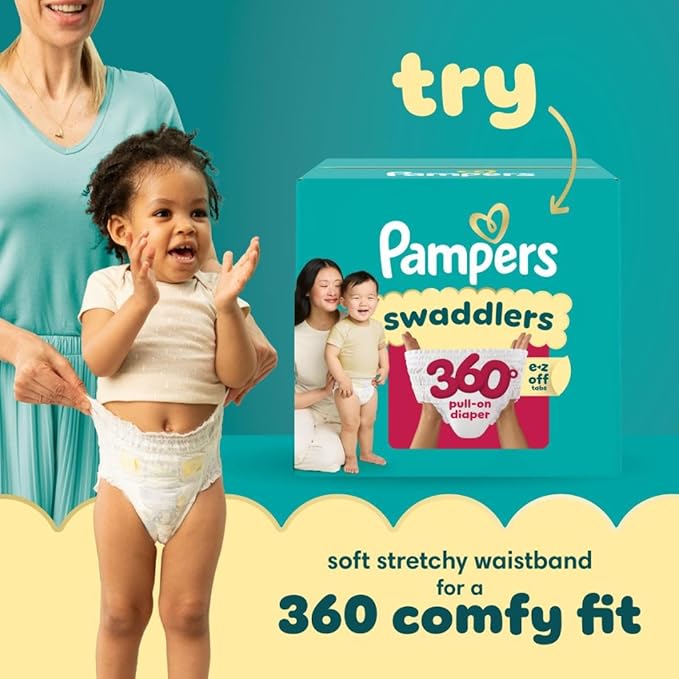 Pampers Baby Diapers - Swaddlers - Size 5, 104 Count, Ultra Absorbent Disposable Infant Diaper