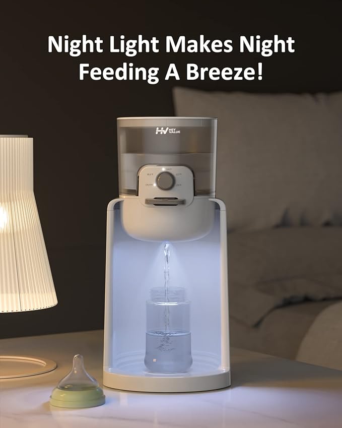 Water Warmer, HEYVALUE Baby Bottle Warmer, Formula Maker with Night Light, 4 Temperature Control & 72H Keep Warm, Detachable Tank, Instantly Dispenses Warm Water, Feed Baby More Easier and Healthier