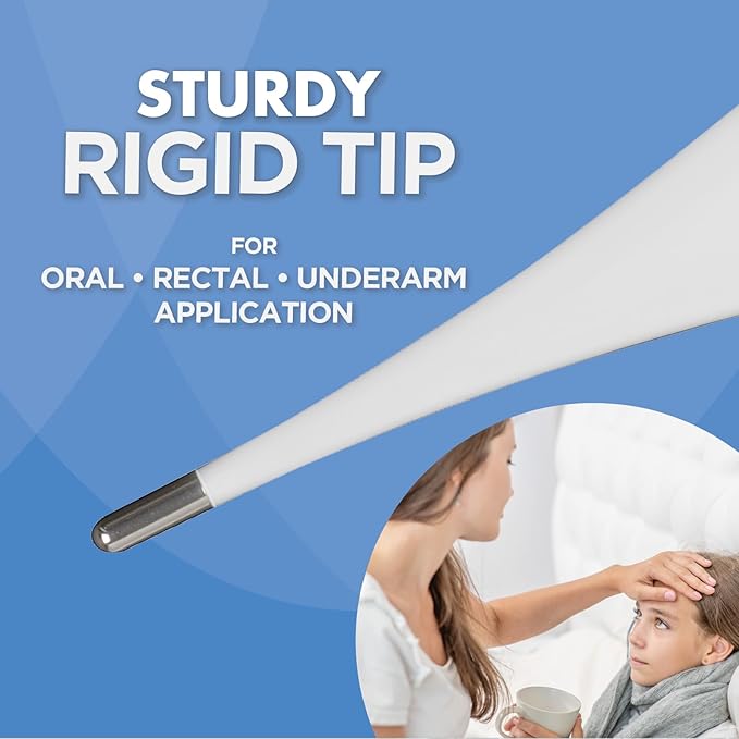 Veridian Digital Thermometer | 60-Second Readout | Fever Alert + Memory Recall| Clinical Rigid Tip | Hygienic Water-Resistant Easy Cleaning | Storage Case + Probe Covers Included