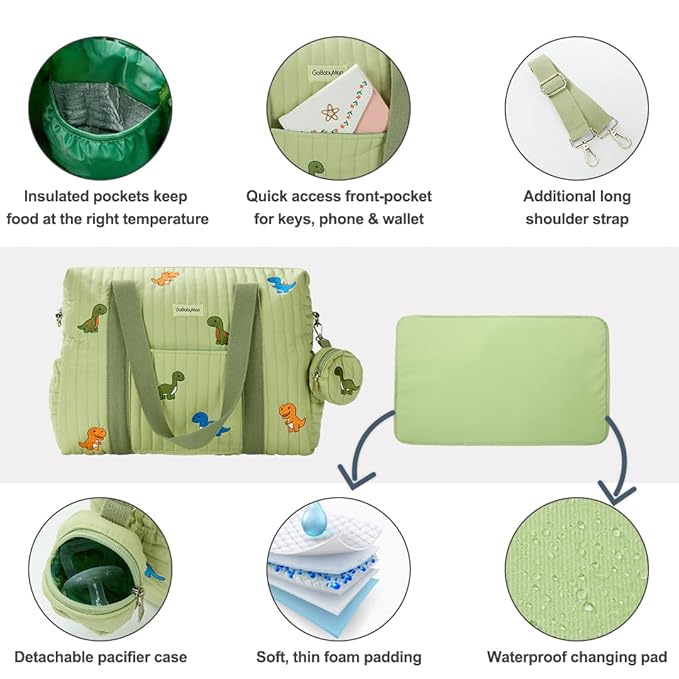 3pc Diaper Bag Tote Set, Hospital Bag for Labor & Delivery, Maternity Travel Bag with Changing Pad & Pacifier Case