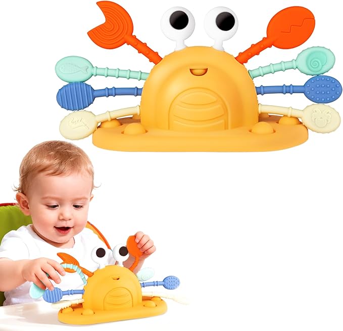 VoMii Baby Toys Silicone with Suction Cup for High Chair Toddler Sensory Toys for 12 Month, Montessori Sensory Activity Toys for 1-3 Year, Pull String Toy for Infant Toddlers Gift