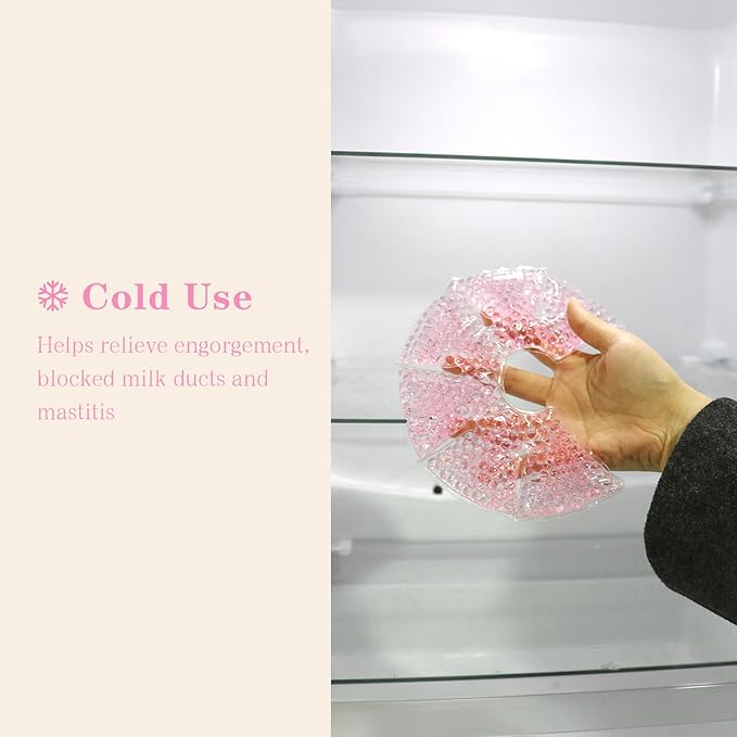 Hot/Cold Breast Gel Ice Packs Breast Cooling/Heat Pads Relief for Breastfeeding, Nursing Pain, Mastitis, Engorgement, Swelling, Plugged Ducts | Boost Milk Let-Down & Production,2 Pack (Pink)