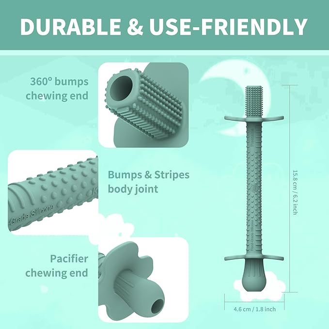 6-Pack Silicone Teething Tubes for Babies 6-12 Months, BPA-Free Non-Choking Teether Sticks Toys, Teething Relief Chew Straws for Infants & Toddlers, Baby Gifts (Sand Clay DustyRose Brown Green Blue)