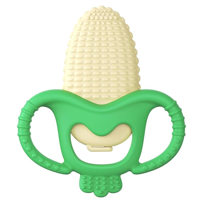 akolik Baby Teething Toys, Baby Frozen Teething Relief, BPA Free Infant Chew Toys Newborn Accessories, Cold Freezer Teethers for Babies 0-3-6-9-12 Months Old Boys Girls(Corn D)