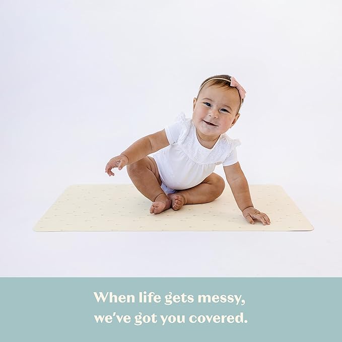 Ava + Oliver Vegan Leather Baby Changing Mat (16 X 30 in) - Multipurpose Wipeable and Portable Diaper Changing Pad - Foldable for Travel (Palm Trees)