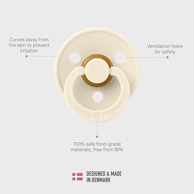 BIBS Colour Soother 4-Pack | BPA Free Dummy Pacifier | Round Nipple | Natural Rubber Latex | Made in Denmark | Size 6-18 Months | Haze Mix