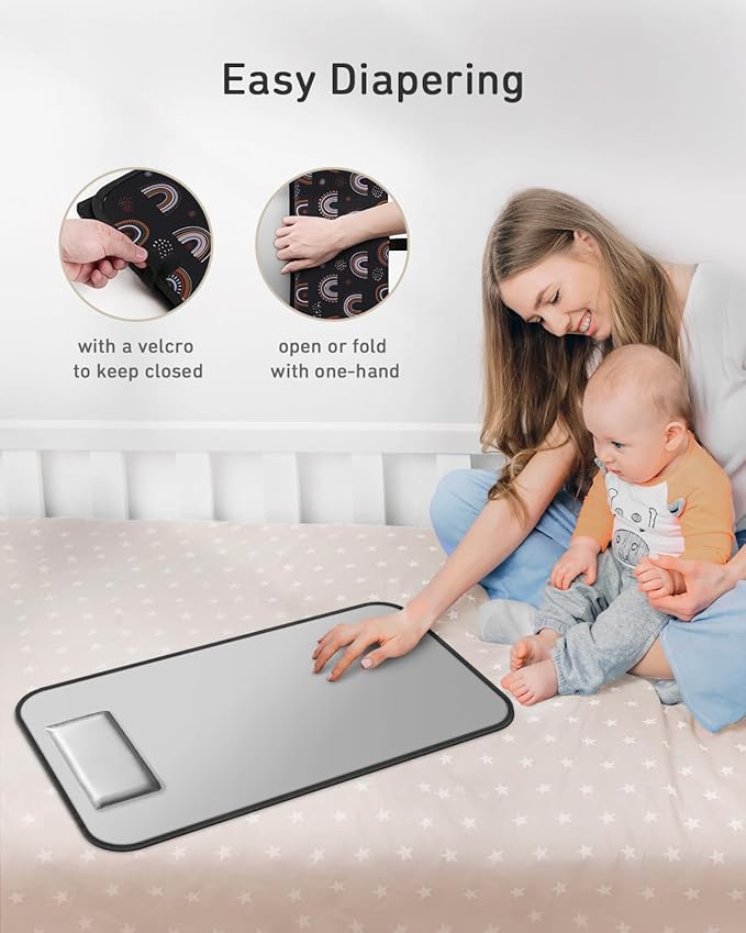 Babebay Portable Diaper Changing Pad, Waterproof Foldable Travel Changing Mat for Baby Boy Girl, Lightweight Travel Changing Station, Boho Geometric Pattern