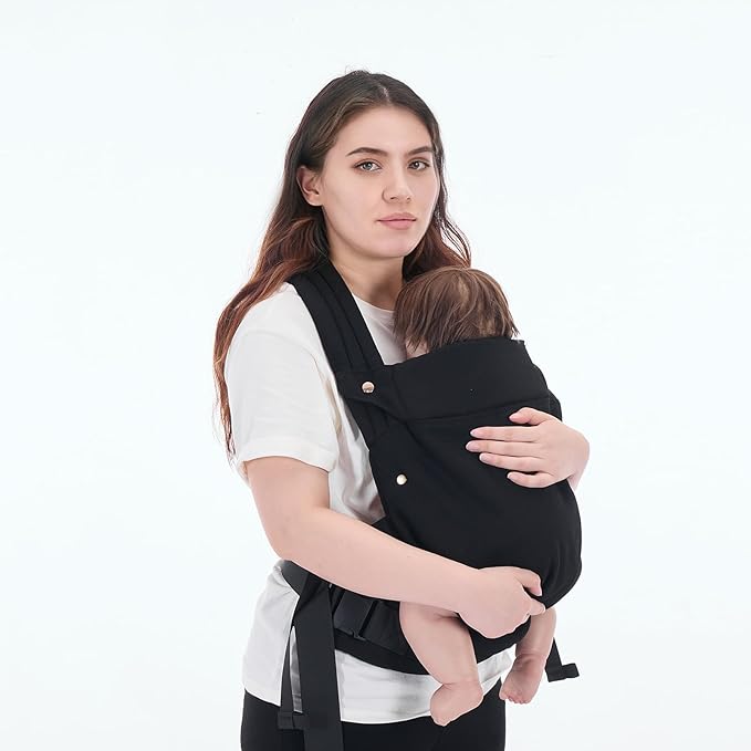 Baby Carrier Newborn to Toddler - Ergonomic Breathable Soft Structured Carrier with Breathable Mesh Lightweight Baby Holder with Lumbar Support Hands-Free Babywearing for Plus Size Parents Black