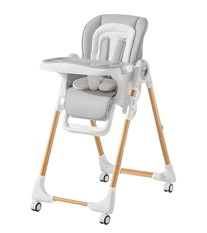 Mallify Convertible High Chairs for Babies and Toddlers, Height Adjustable Baby High Chair, High Chair with Removable Tray, Adjustable Backrest, Portable Baby Dinning Chair with Lockable Wheels