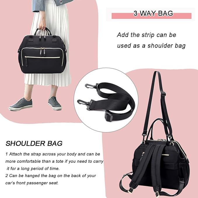 Large Diaper Bag Tote, 14 Pockets Stylish Baby Bag with Stroller Clips and 3 Insulated Pockets, Baby Shower Essentials