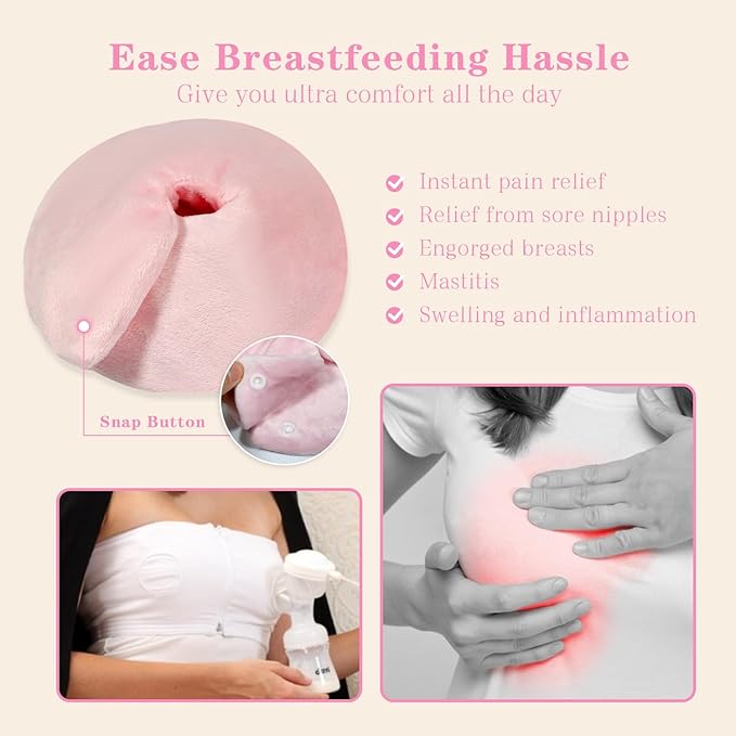 Hot/Cold Breast Gel Ice Packs Breast Cooling/Heat Pads Relief for Breastfeeding, Nursing Pain, Mastitis, Engorgement, Swelling, Plugged Ducts | Boost Milk Let-Down & Production,2 Pack (Pink)