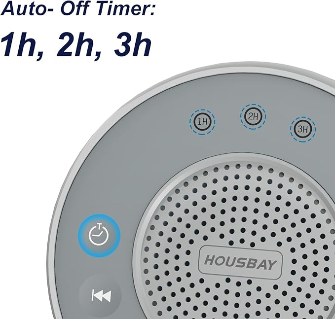 Housbay White Noise Sound Machine, 31 Soothing Sounds, 5W Loud Stereo Sound, Sleep Timer, Small Travel Sleep Machine & Noise Canceling for Sleeping, Relaxation-Gray