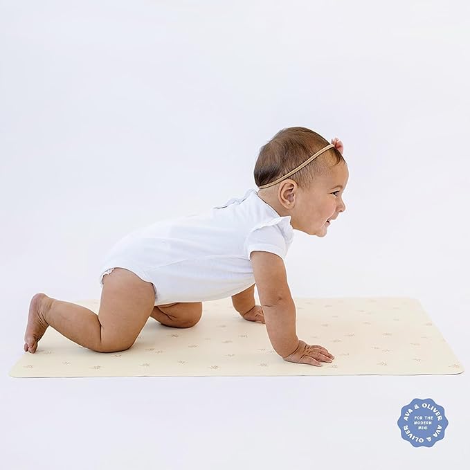 Ava + Oliver Vegan Leather Baby Changing Mat (16 X 30 in) - Multipurpose Wipeable and Portable Diaper Changing Pad - Foldable for Travel (Branches)