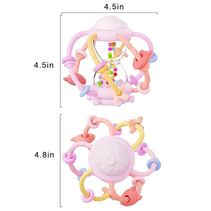 PandaEar Baby Sensory Toys for 0-6 6-12 Months, Silicone Montessori Toys, Baby Teether Teething Toys, Infant Rattle Teether Chew Toy Teething Ball Developmental Toy for Babies 0 3 6 9 12 18 Months
