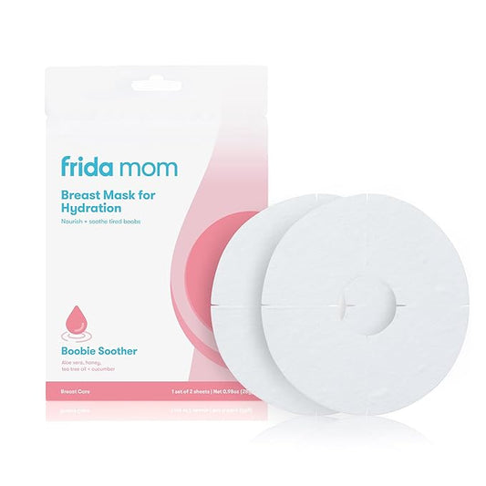 Frida Mom Hydration Packets for Breasts, Hydrate Nipples with Breast Mask Made with Aloe Vera, Honey, Tea Tree Oil, & Cucumber, 2 Sheet Masks