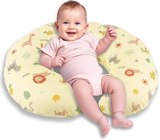 x-vesolje Nursing Pillow, Breastfeeding Pillow with Removable Cover, Ergonomic Breast Feeding Pillow, Baby Feeding Pillow for Mom Easier Breastfeeding- Original Size/Animal Yellow