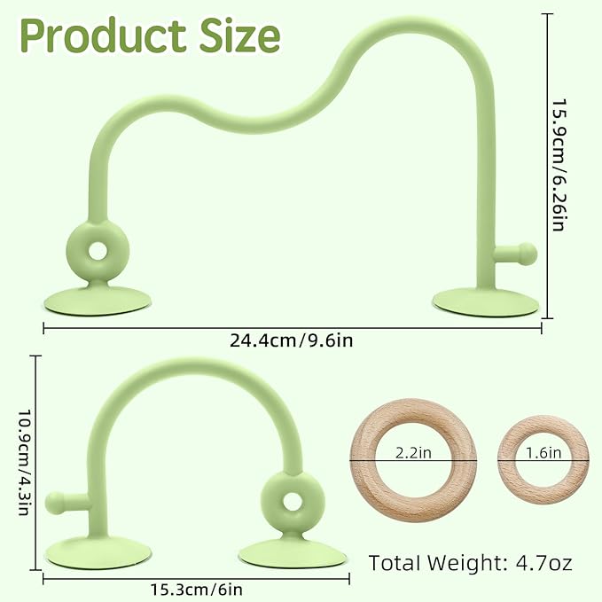 Baby Sensory High Chair Suction Toys for Infant Toddlers 12 18 Months, Food Grade Silicone String with Oak Loop Montessori Educational Parent-Child Baby Bath Toy Gift for Birthday Christmas(Green)