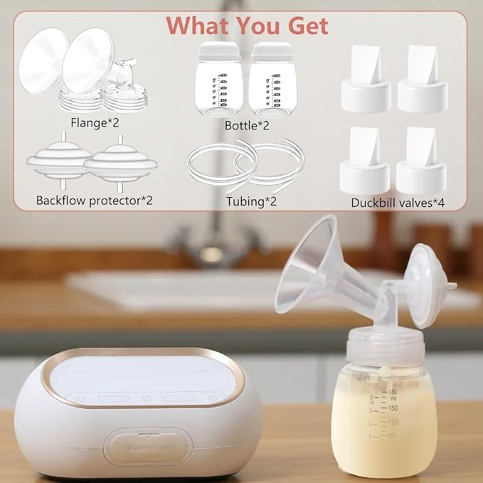 15mm Pump Parts Compatible with Spectra S1/S2/9 Plus,Spectra Replacement Pump Parts,Full Set Replace Include 15mm Flange, Duckbill Valve, Backflow Protector, Tubing and Bottle