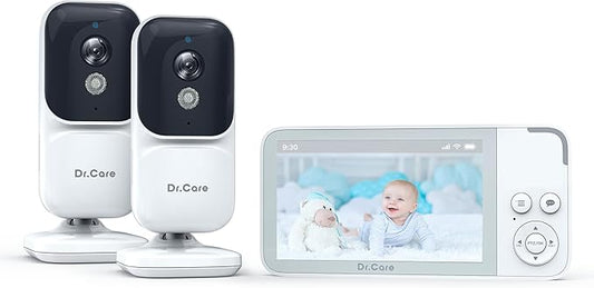 Dr. Care NeoView Video Baby Monitor with 2 Cameras -3.5” Screen, 2-Way Audio, Video Loop Recording, Night Vision, Real-Time/VOX Monitoring, Temp Sensor, Lullabies, No Wi-Fi (Supports Up to 128GB)