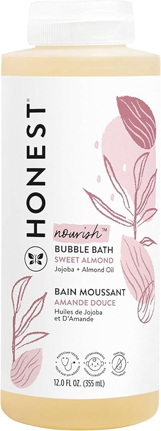 The Honest Company Foaming Bubble Bath, Gentle for Baby, Naturally Derived, Tear-free, Hypoallergenic, Sweet Almond Nourish, 12 fl oz