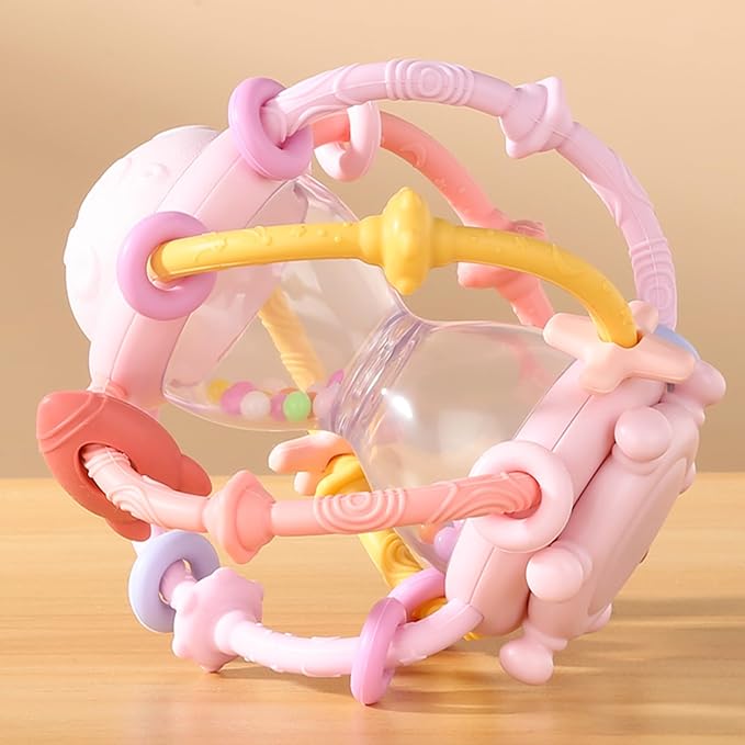 PandaEar Baby Sensory Toys for 0-6 6-12 Months, Silicone Montessori Toys, Baby Teether Teething Toys, Infant Rattle Teether Chew Toy Teething Ball Developmental Toy for Babies 0 3 6 9 12 18 Months
