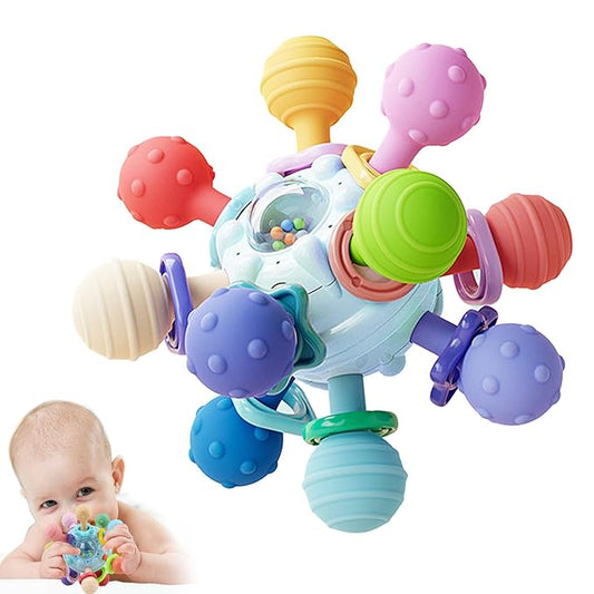 Baby Sensory Montessori Toy - Infant Teething Relief - Teethers for Newborn - Developmental Rattles Chew Toys Gifts for 0 3 6 9 12 18 Months Girl Boy -Toddler Travel Easter Toy for 1 2 One Year Old