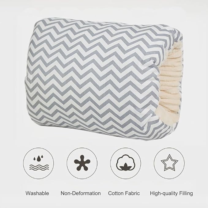 LENOTEX Breastfeeding Pillows Cotton Nursing Arm Pillow Skin-Friendly Feeding Pillow Mini Arm Pillow for Breastfeeding Washable Nursing Pillow for Bottle Feeding (Grey Stars with White Background)