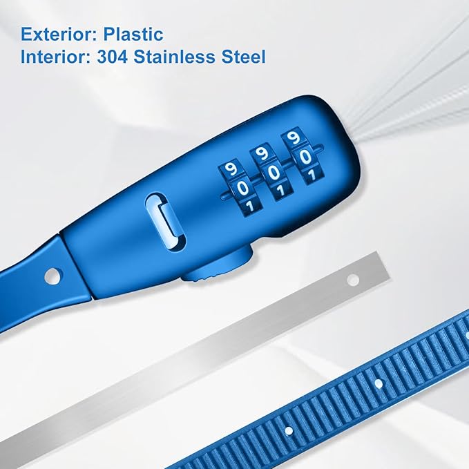 Combination Lock Cable for Baby Cabinets Proofing Security Locks, Suitable for Cabinets, French Refrigerators, Baby Strollers, Kids' Bikes, Helmets, Gates. 2-Pack, Blue