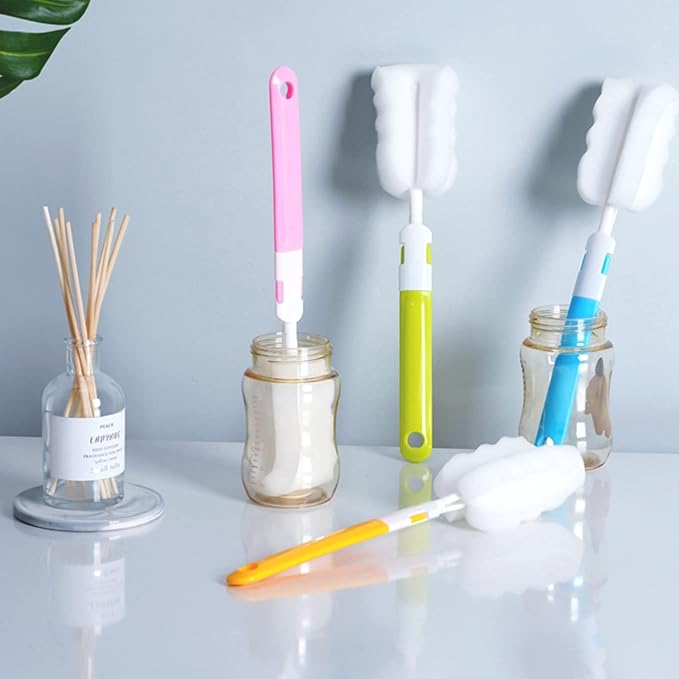 Bottle Brush 8PCS Sponge Cup Brush Set Cup Scrubber Brush Portable Long Handle Water Bottle Cleaner Brush for Baby Bottles Vacuum Flasks Mugs Glasswares (8PCS)
