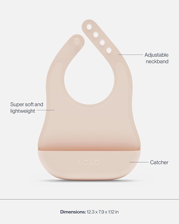 Lalo First Bites Silicone Baby Feeding Set - Baby Led Weaning Supplies - Non-Toxic Silicone - Includes 1 Bib, 2 Spoons, Training Cup, Suction Plate and Bowl - 6 Pieces - Grapefruit