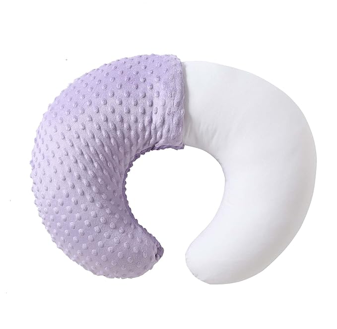 QUENESS Nursing Pillow and Positioner, Breastfeeding, Bottle Feeding, Baby Sitting Support with Removable Ultra Soft Cover, Tummy Time Support for Baby Boys and Girls (Orchid)