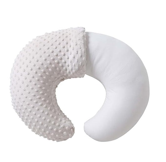 QUENESS Nursing Pillow and Positioner, Breastfeeding, Bottle Feeding, Baby Sitting Support with Removable Ultra Soft Cover, Tummy Time Support for Baby Boys and Girls (Beige)