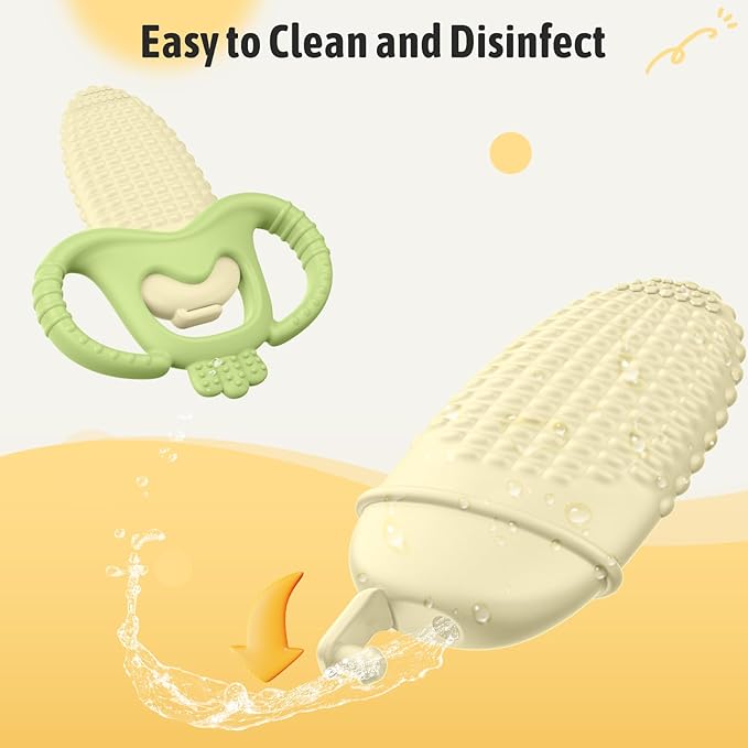 akolik Baby Teething Toys, Baby Frozen Teething Relief, BPA Free Infant Chew Toys Newborn Accessories, Cold Freezer Teethers for Babies 0-3-6-9-12 Months Old Boys Girls(Corn A)