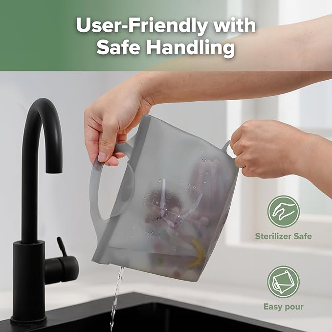 Haakaa On-The-Go Silicone Microwave Steam Sterilizer Bags for Travel, 40oz/1250ml Reusable Silicone Steaming Bags for Baby Bottles, Breast Pump, Accessories, Pacifiers, Teethers, Grey/2PCS