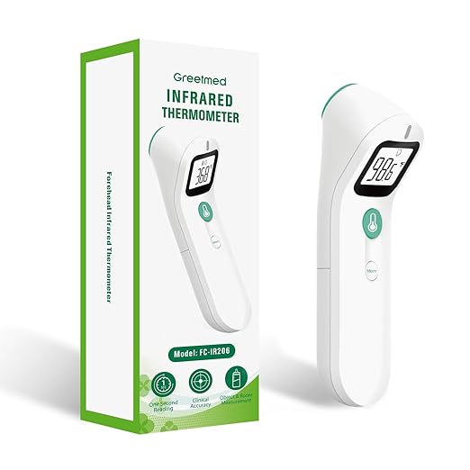 No Touch Forehead Digital Thermometer for Adults, Kids with Fever Alarm, 1s Instant Reading Large LCD Display, Multi-Mode Object Temperature (Batteries Included)