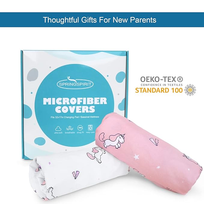 Changing Pad Cover for Girls 2 Pack, Comfy & Breathable Changing Table Cover for 32''x16" Changing Table Pads, Diaper Changing Pad Cover, Pink