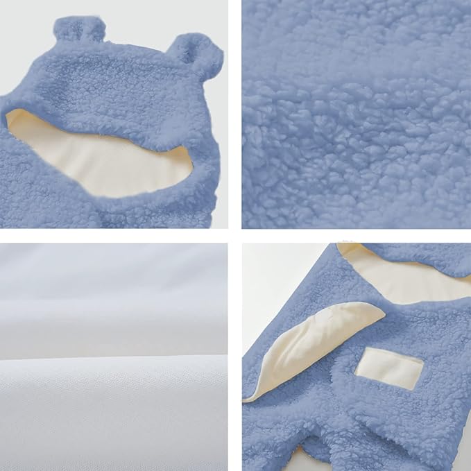 Nunibum Baby Swaddle Blanket Boys Girls Cute Bear Plush Essential Receiving Blanket Ultra-Soft Newborn Registry Sleeping Wraps for Infant 0-6 Months - Blue