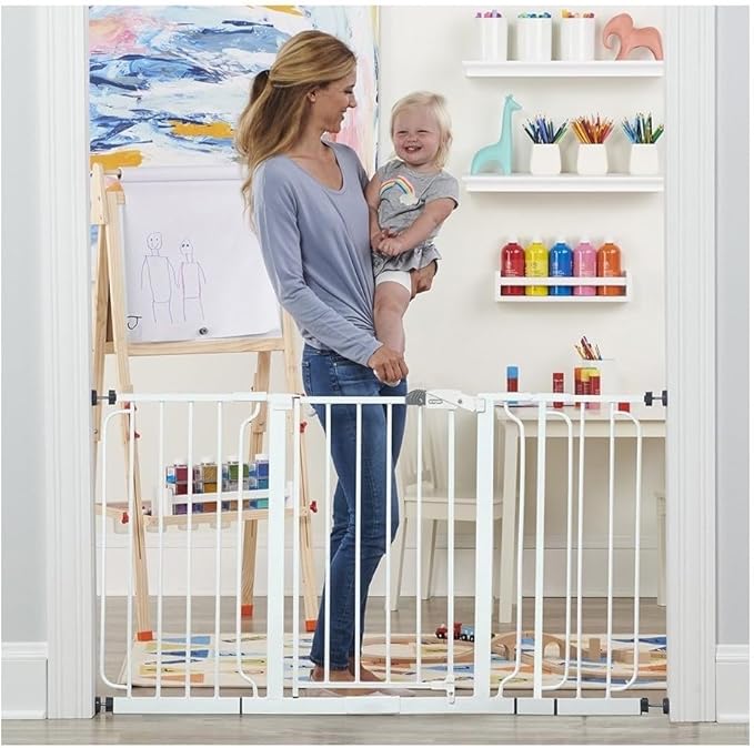 Regalo Extra Tall Baby Safety Gate for Doorways & Bottom of Stairs, Pressure Mount Design for Babies, Toddlers & Pets, Tested & Safe for 30 Years, American Designed, Family Owned, White
