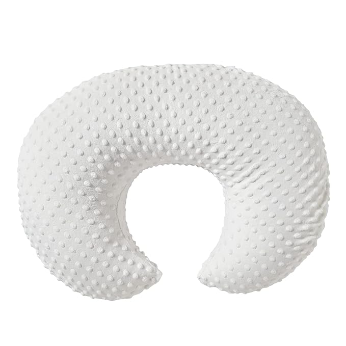 QUENESS Nursing Pillow and Positioner, Breastfeeding, Bottle Feeding, Baby Sitting Support with Removable Ultra Soft Cover, Tummy Time Support for Baby Boys and Girls (White)
