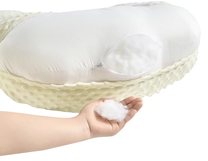 Extra Large Nursing Pillow and Positioner, Breastfeeding, Bottle Feeding, Baby Sitting Support with Soft Minky Cover, Tummy Time Support for Baby Boys and Girls (Cream Yellow, 23.6" x 19.7" x 7.5")
