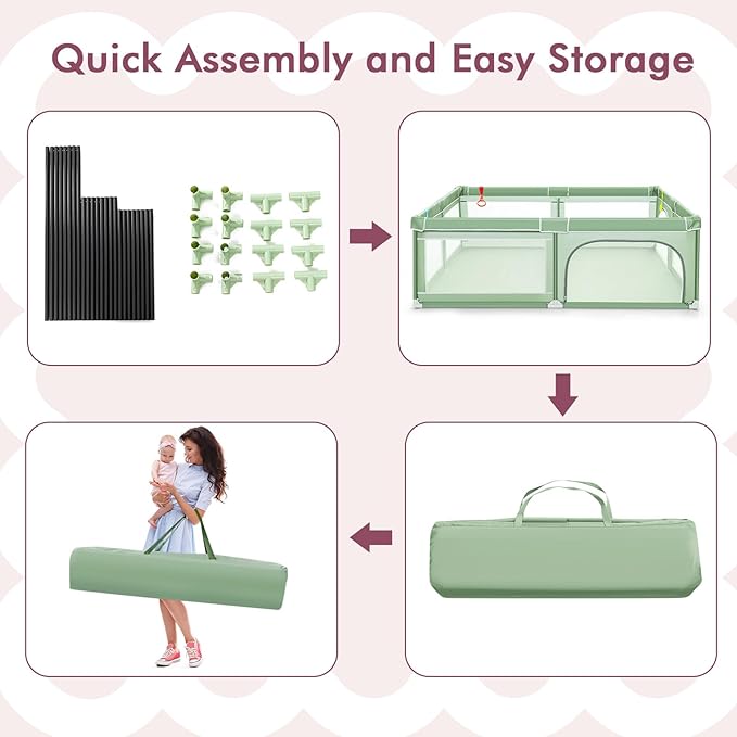 Costzon Playpen for Toddlers, Extra Large Playard Playpen for Toddlers Indoor & Outdoor with Ocean Balls, Non-Slip Suction Cups, Handlebars, Breathable Mesh, Play Pen for Babies 6-12 Months