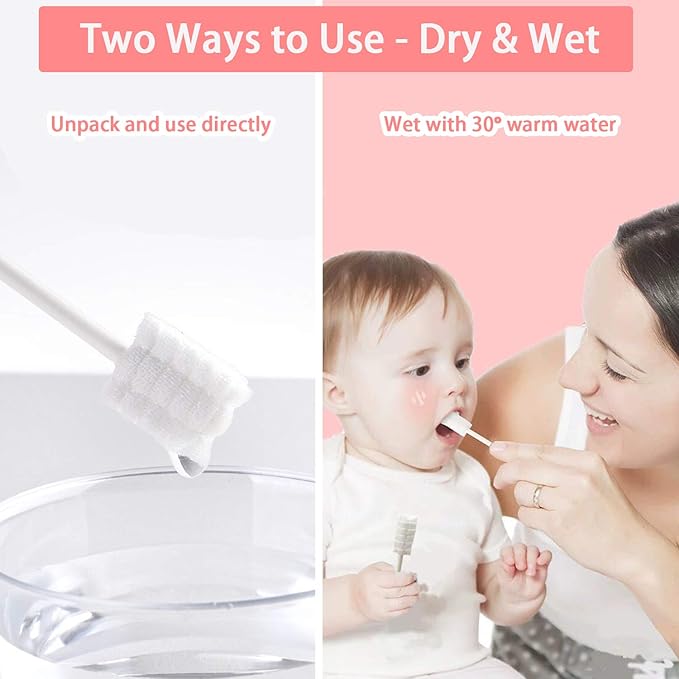 102PCS Baby Tongue Cleaner, Newborn Baby Oral Cleaner, Disposable Infant Gum Cleaner, Gauze Dental Care for 0-36 Months + 1 Finger Toothbrush with Case